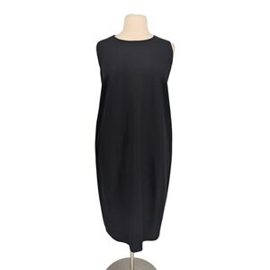 11611 Eileen Fisher Wool Felt Shift Dress Black size 3X minimalist preppy fall
